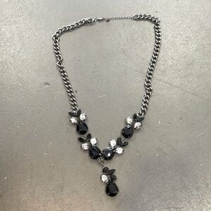 LOFT Costume jewelry black and clear stone necklace